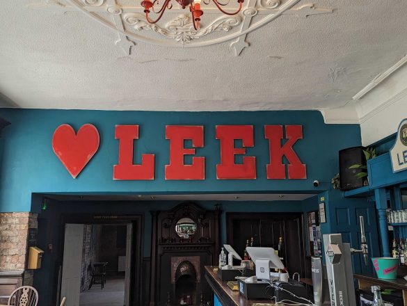 Foxlowe Arts Centre sign which says LOVE LEEK